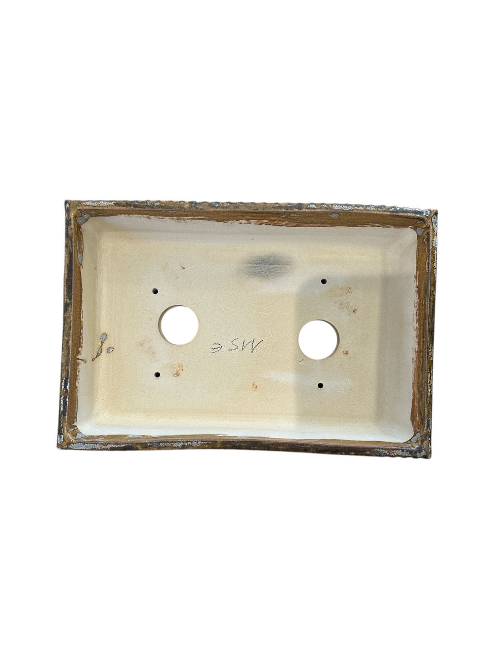 Céramique artisanale rectangulaire 25x16x4,5cm réalisée par MM Céramique, idéale pour bonsaï