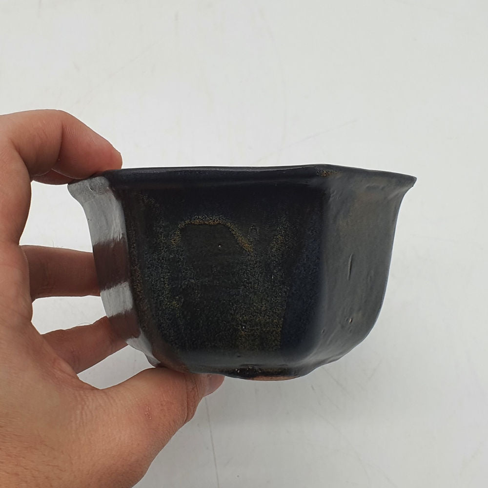 Bol céramique hexagonal grès non gélif 9cm hauteur 5,5cm pièce unique Terre en Vadrouille cuisson 1250°C