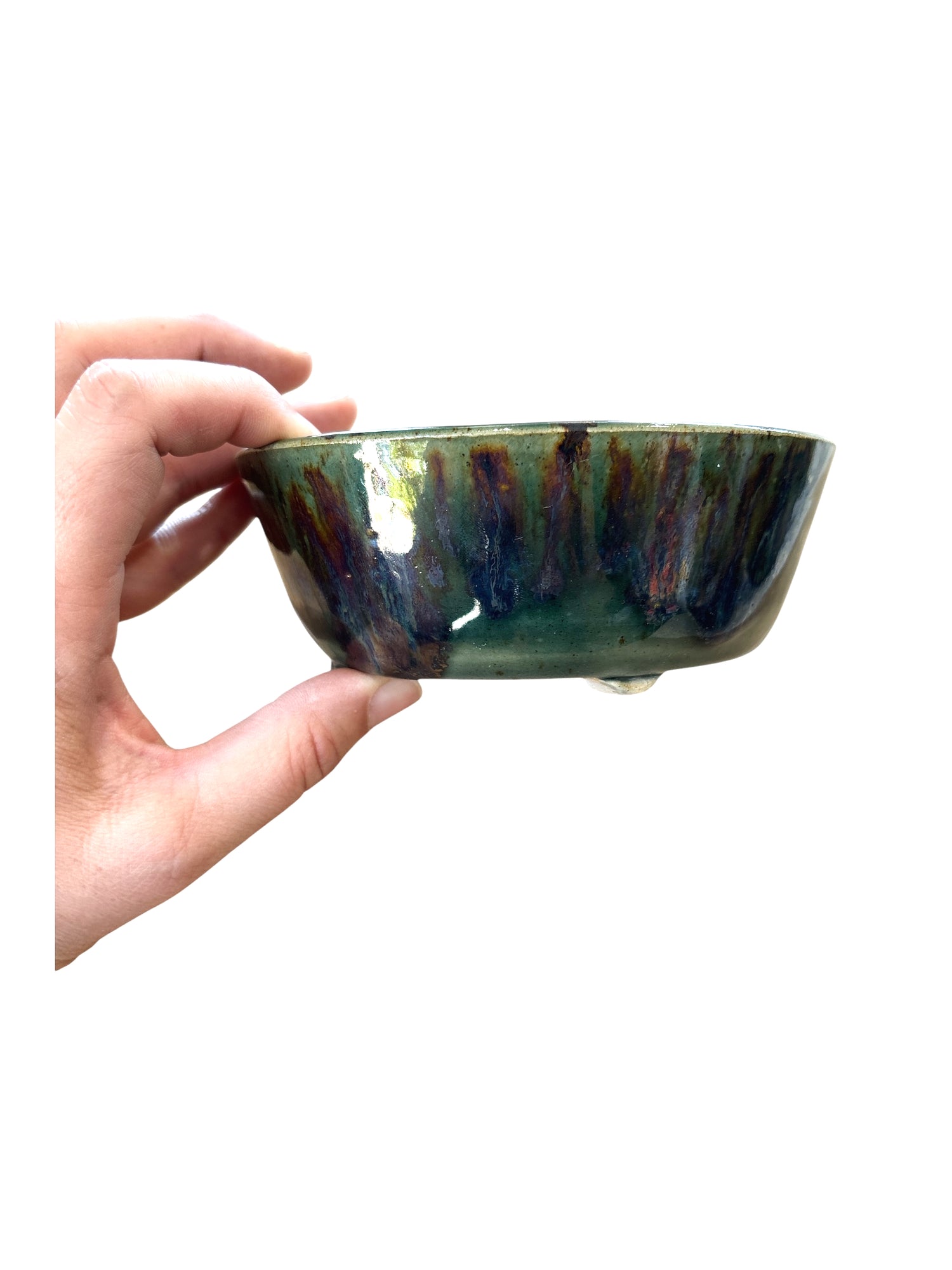 Céramique artisanale ronde 14x5cm réalisée par MM Céramique, idéale pour bonsaï