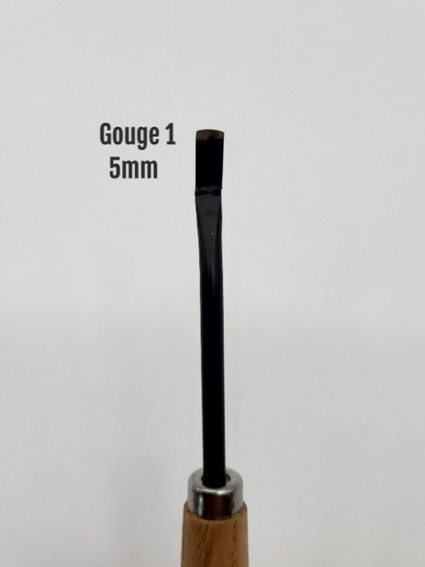 Gouge  1 à creuser Ryuga 5mm en acier  forgé avec manche bois