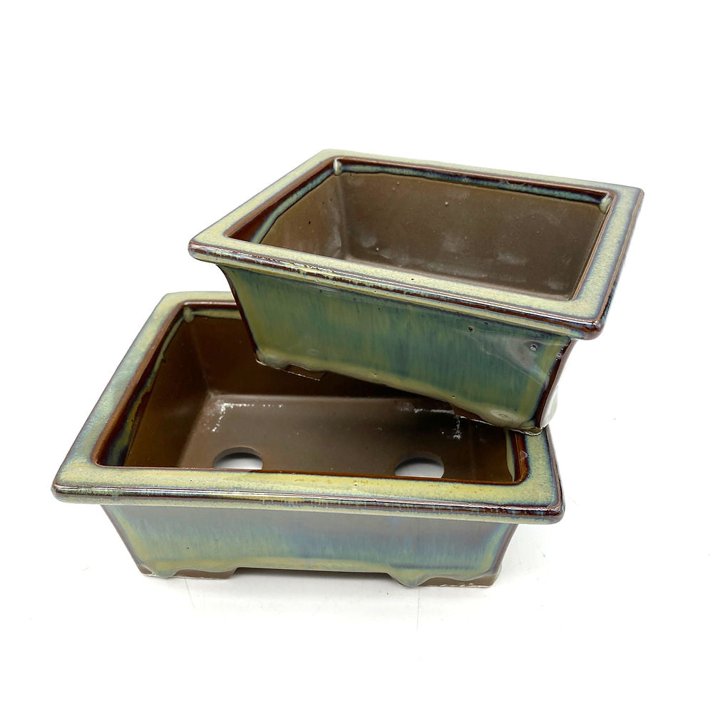 Pot céramique émaillé vert-bleuté