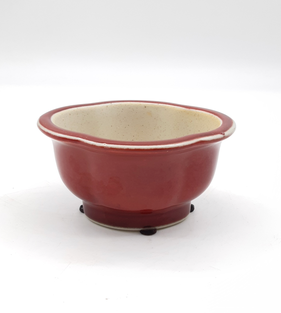 Petit pot pour bonsaï émaillé -Rouge