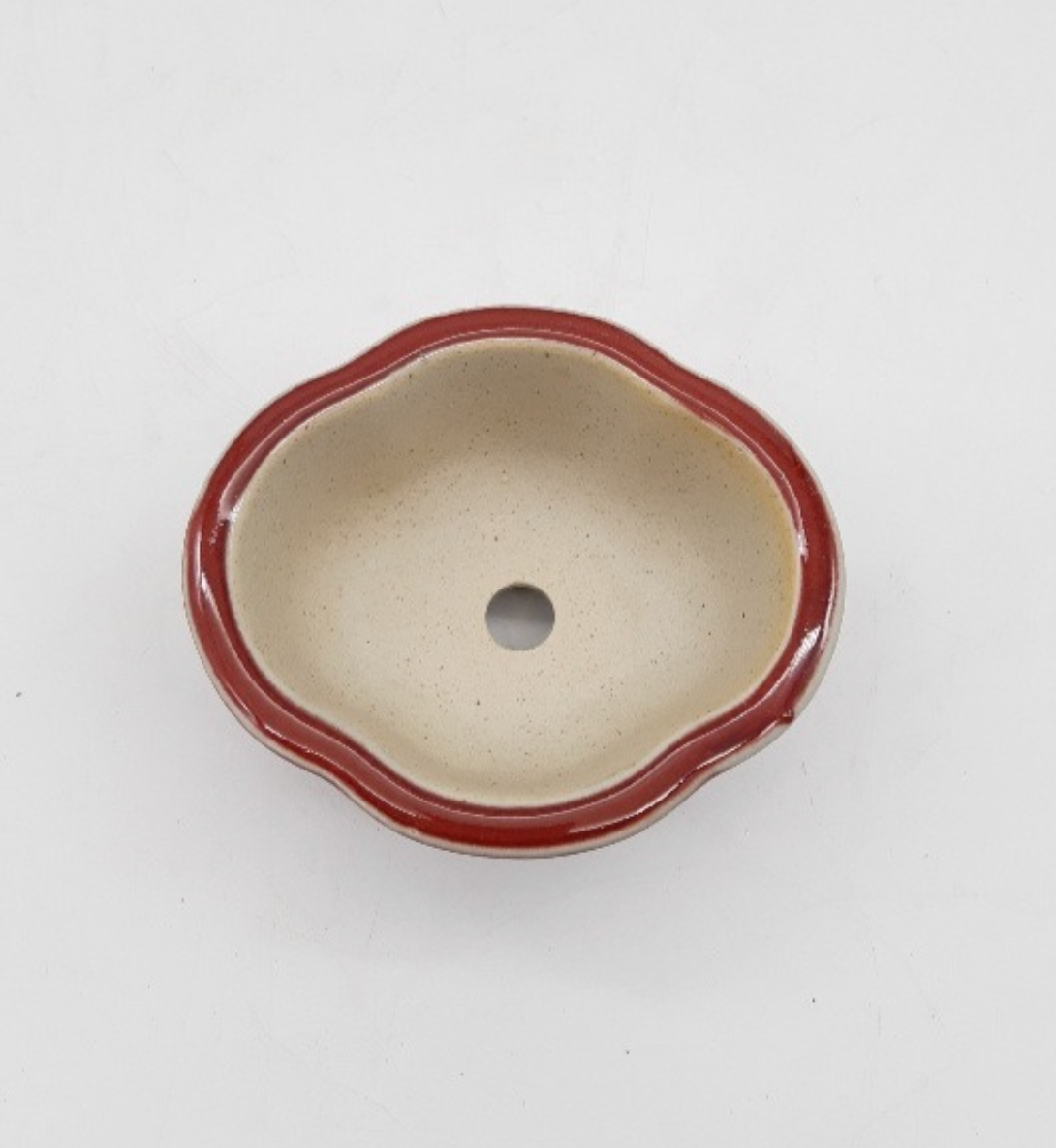 Petit pot pour bonsaï émaillé -Rouge
