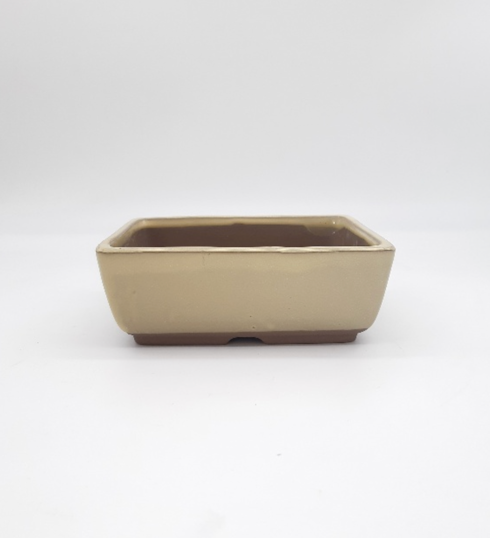 Pot rectangulaire émaillé beige