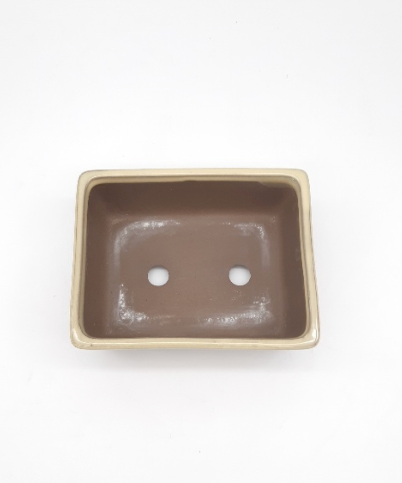 Pot rectangulaire émaillé beige