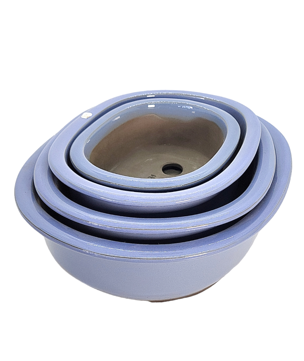 Pot ovale pour bonsaï émaillé - Bleu