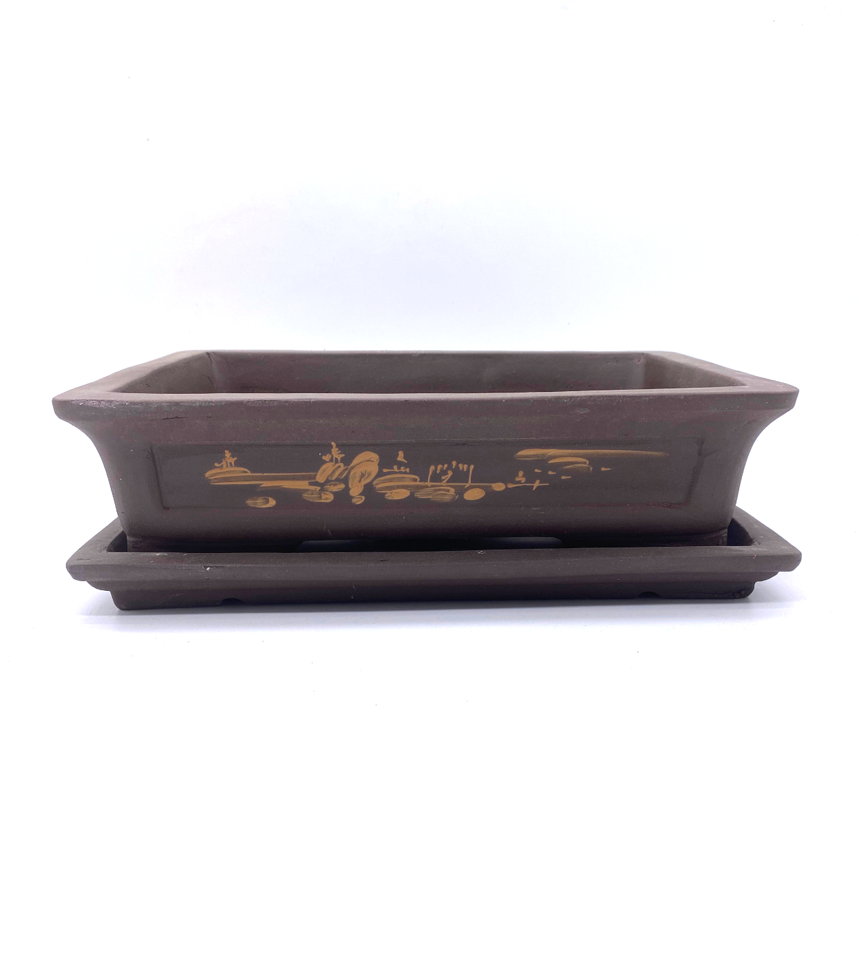 Pot bonsaï rectangulaire avec soucoupe
