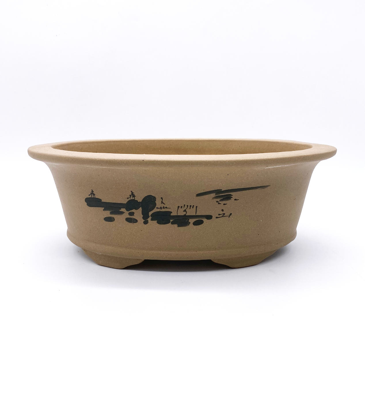 Pot bonsaï ovale non émaillé avec soucoupe