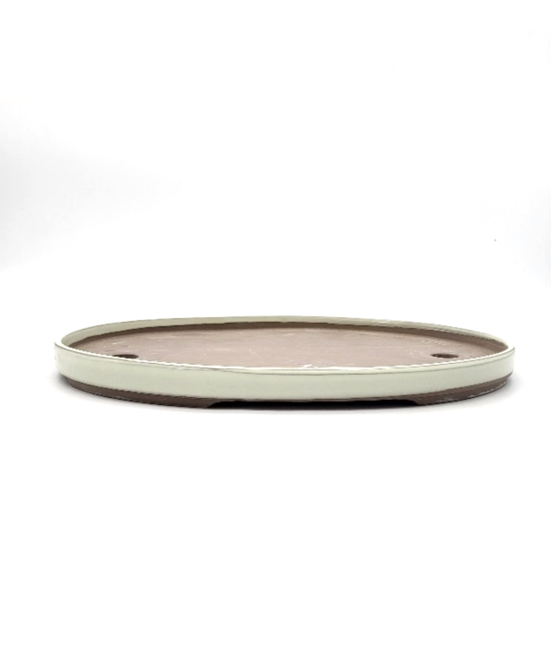 Pot ovale plat pour forêt de bonsaï émaillé - Beige