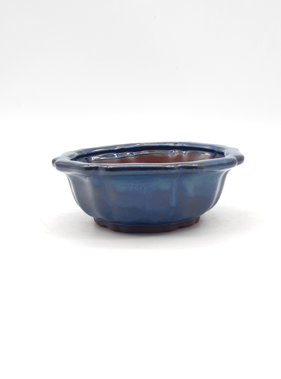 Pot fleur émaillé bleu