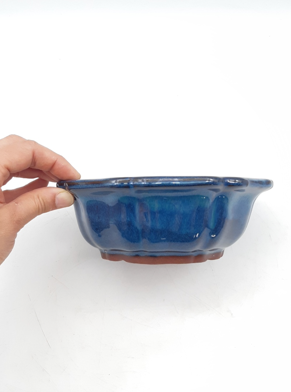 Pot fleur émaillé bleu