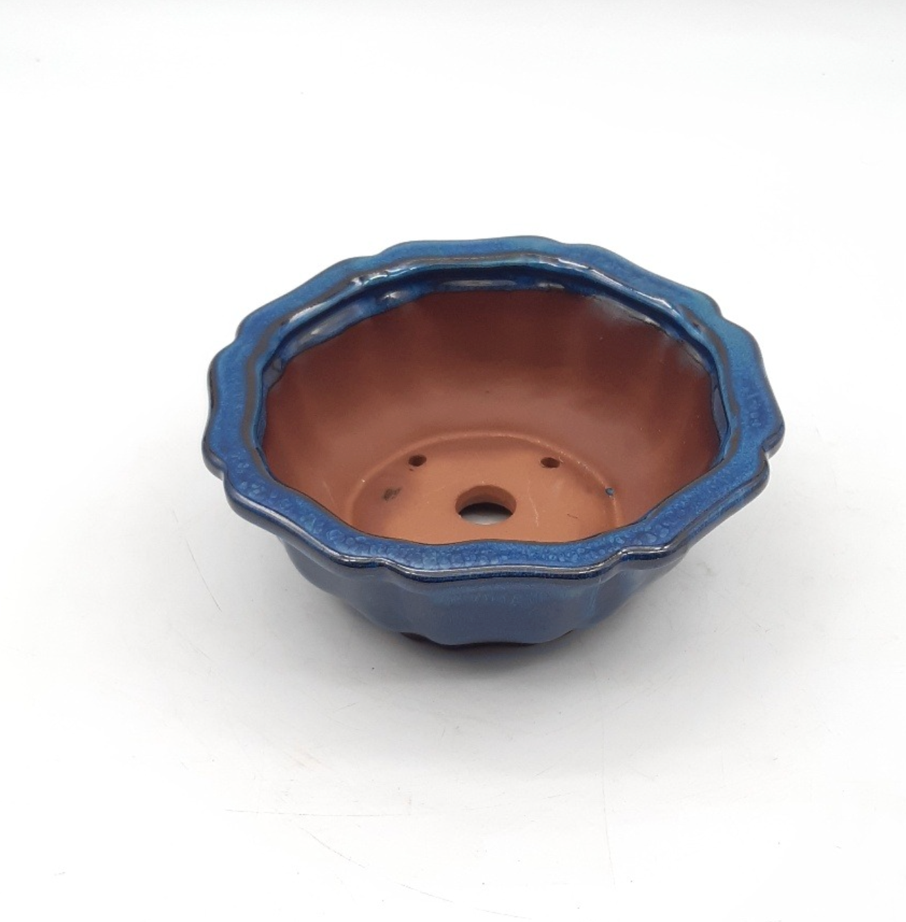 Pot fleur émaillé bleu