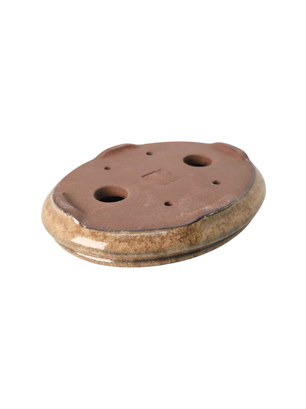 Pot ovale plat - émaillé marron