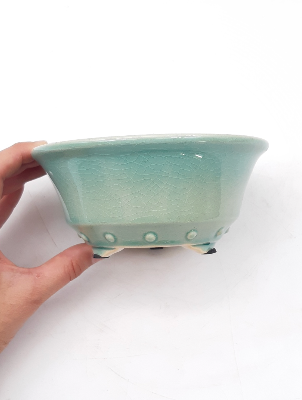 Pot rond émaillé vert transparent