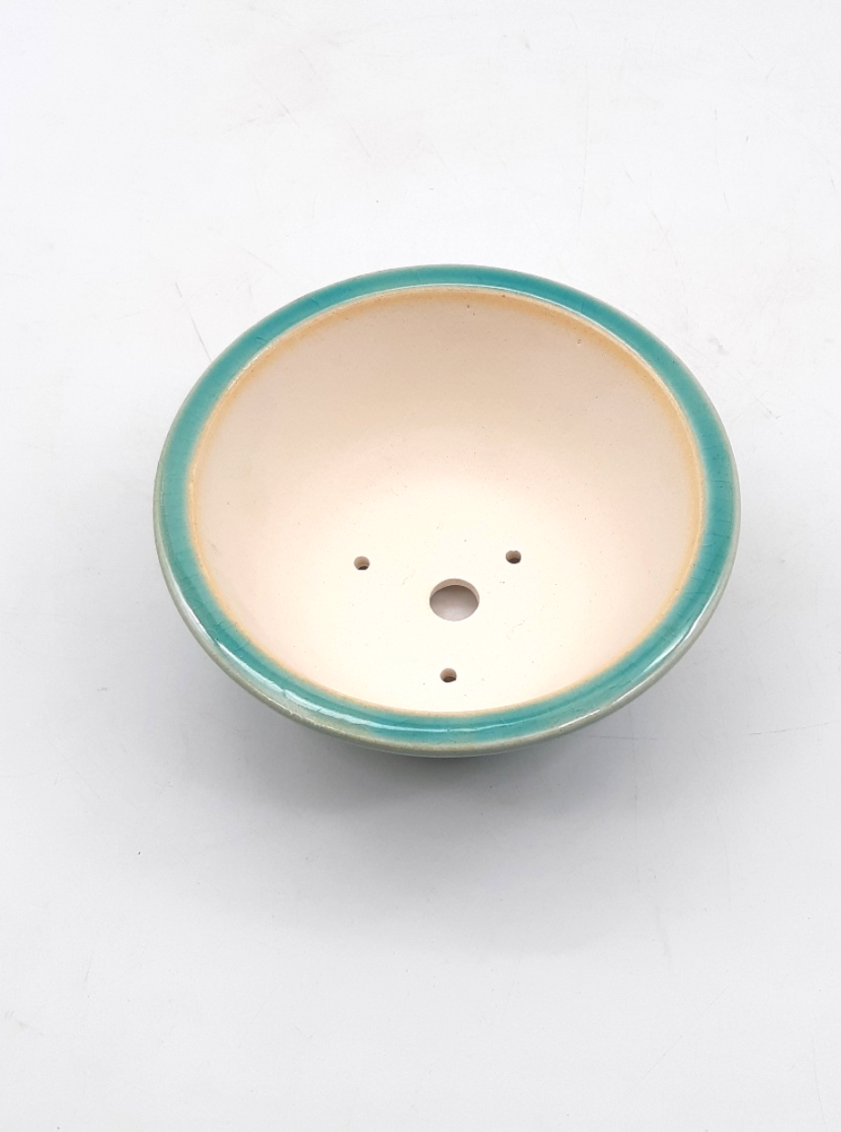 Pot rond émaillé vert transparent