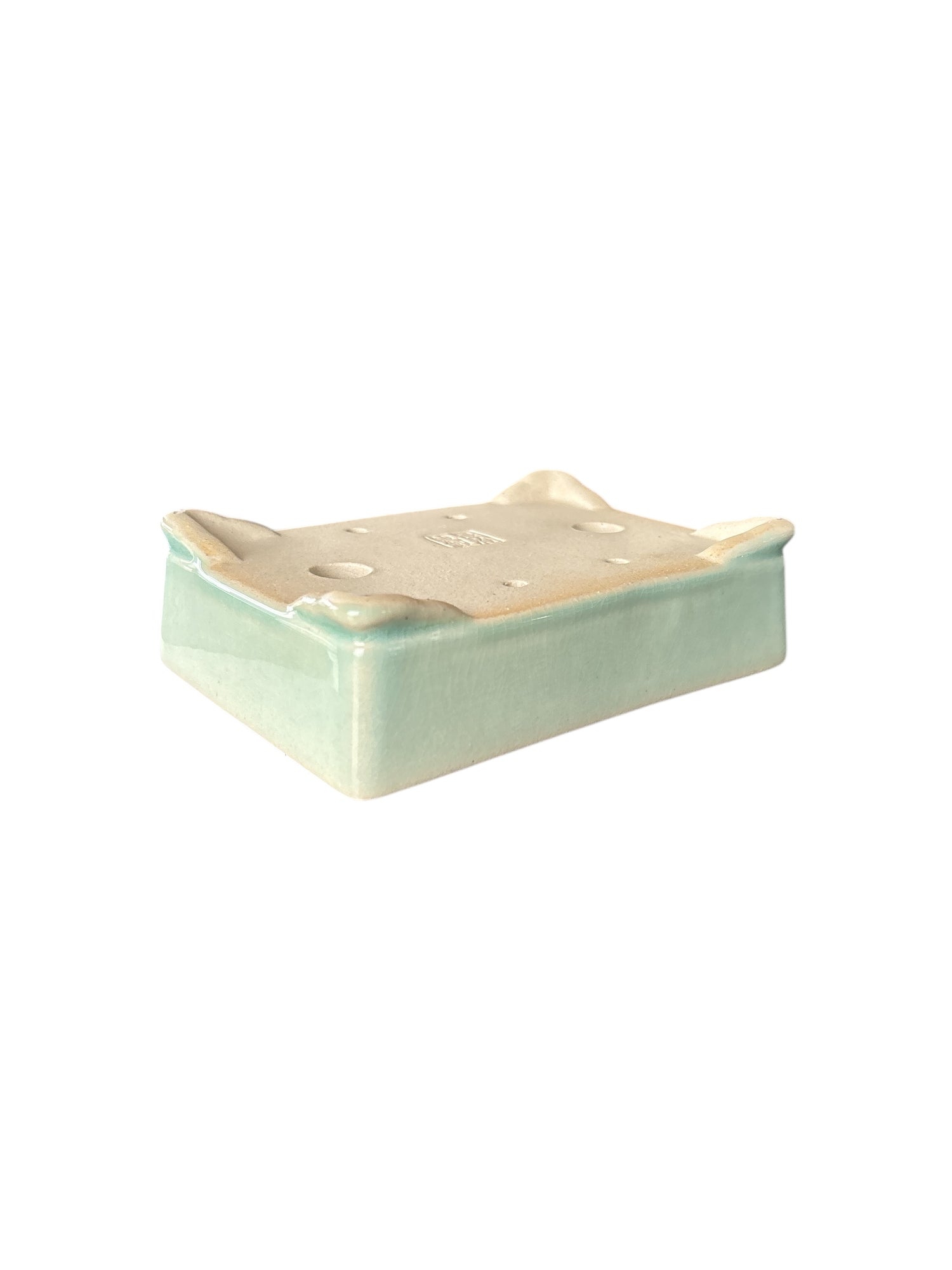 Pot à bonsaï émaillé turquoise