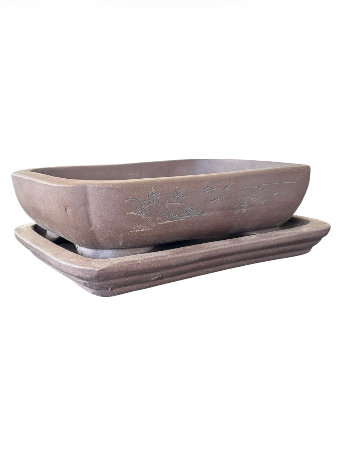 Pot rectangulaire avec soucoupe (19*14.5*h5cm)
