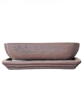 Pot rectangulaire avec soucoupe (19*14.5*h5cm)
