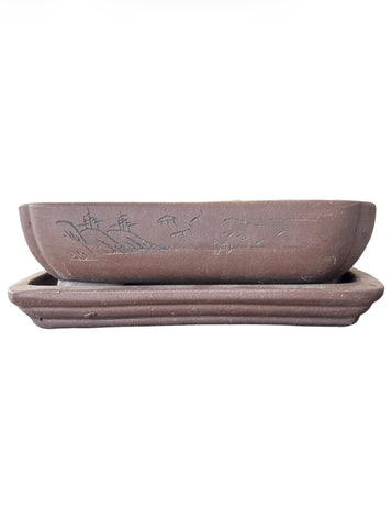 Pot rectangulaire avec soucoupe (19*14.5*h5cm)