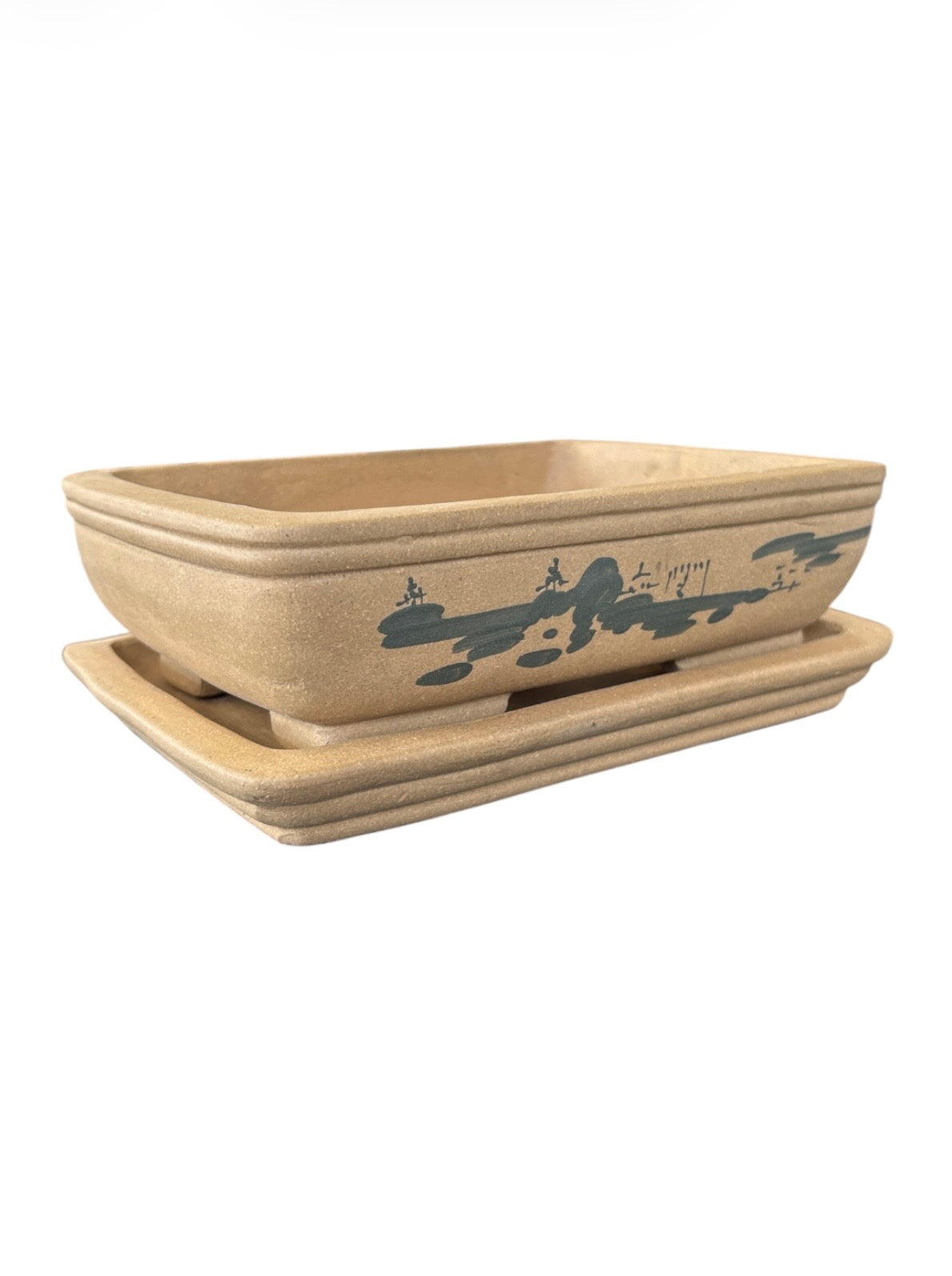 Pot rectangulaire avec soucoupe (18*14.5*h5.5cm)