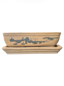 Pot rectangulaire avec soucoupe (18*14.5*h5.5cm)