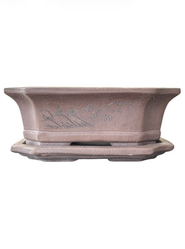 Pot rectangulaire avec soucoupe (17.5*13*h6cm)