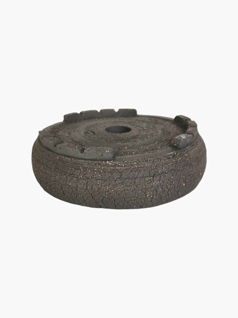 Céramique artisanale ronde 20x6cm en grès non gélif, pièce unique JF-Édition