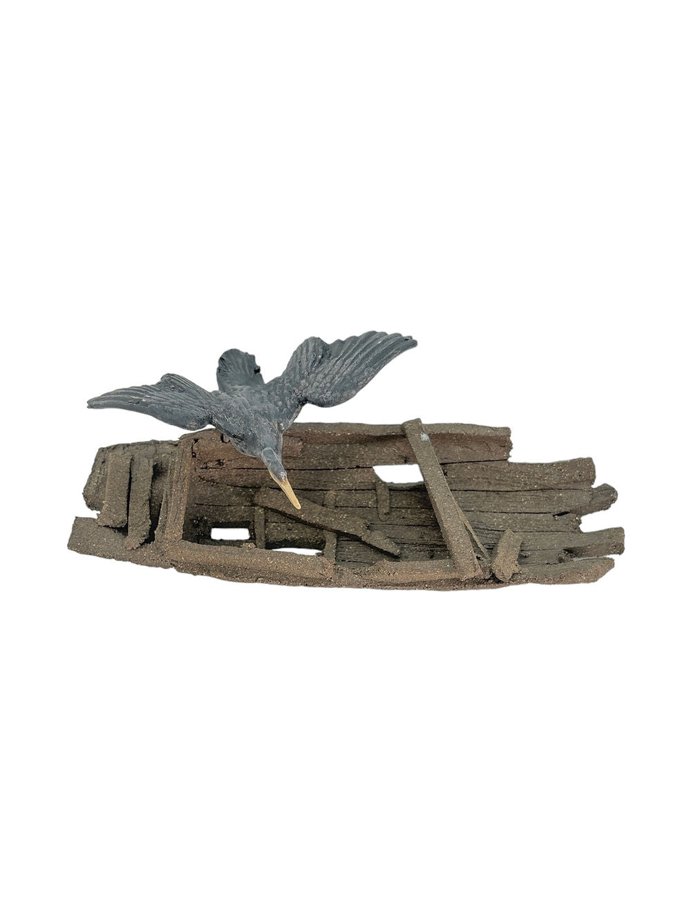 Figurine décorative oiseau blanc ou noir, 15,5cm de long et 6cm de haut