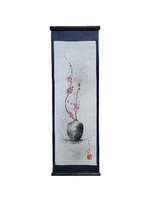 Esquisse "Cerisier en Ikébana" dessinée à l'encre de Chine et aquarelle, suspendue par fil nylon, œuvre d’artiste bordelaise, dimensions 55x18 cm.