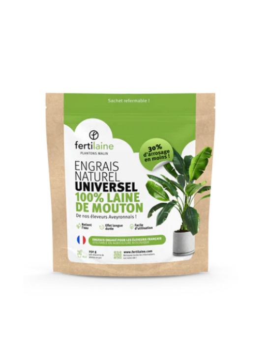Engrais naturel Fertilaine en laine de mouton, utilisable en agriculture biologique, fabriqué en France
