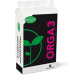 Sac d’engrais organique ORGA 3 NPK 3-2-3 avec guano d’oiseaux marins, nutrition complète pour bonsaïs matures, formats réemballés disponibles.