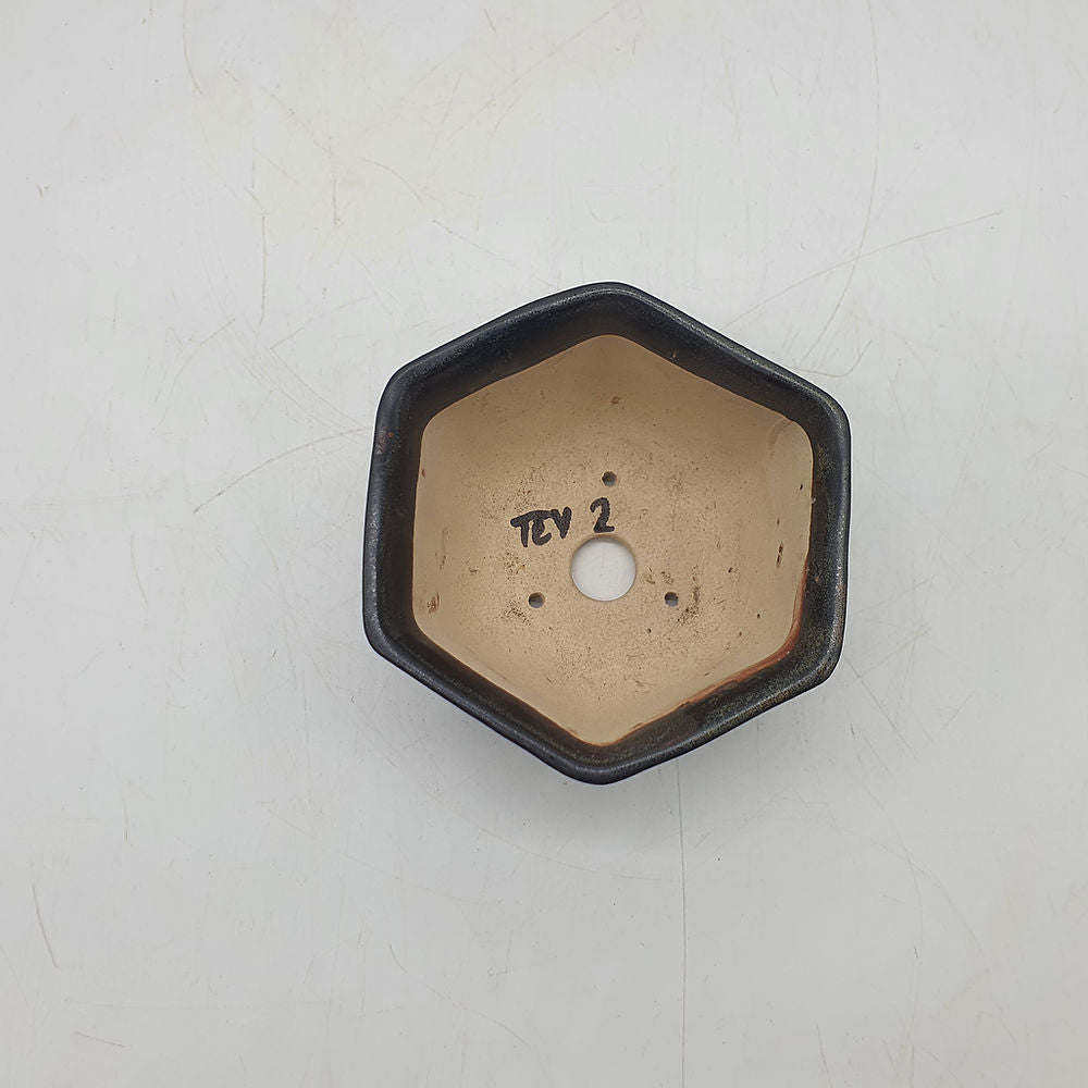 
Bol céramique hexagonal grès non gélif 9cm hauteur 5,5cm pièce unique Terre en Vadrouille cuisson 1250°C
