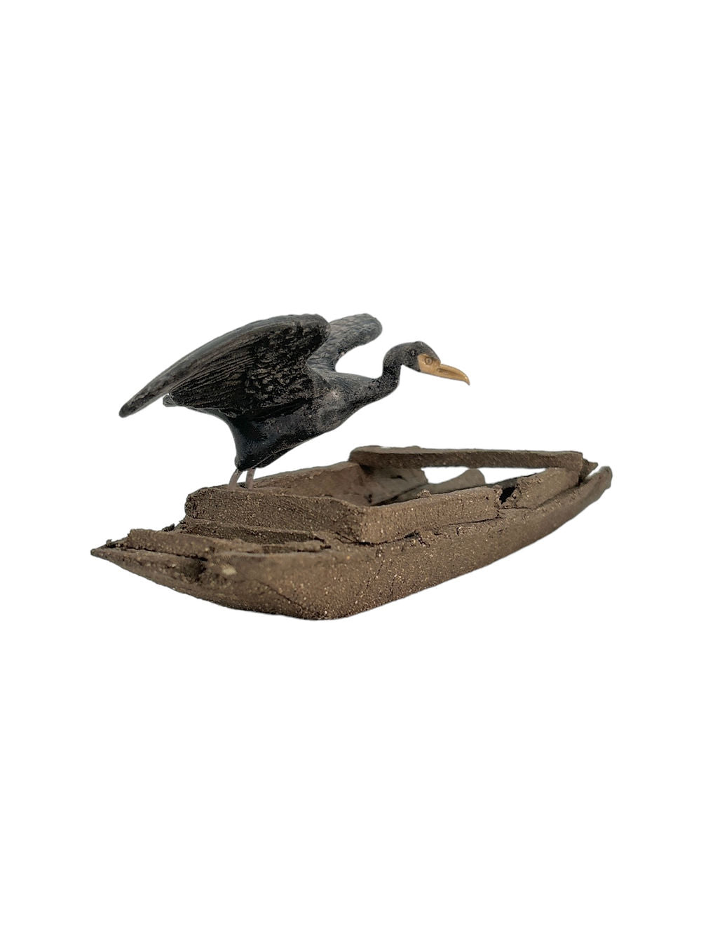 Figurine décorative oiseau blanc ou noir, 15,5cm de long et 6cm de haut