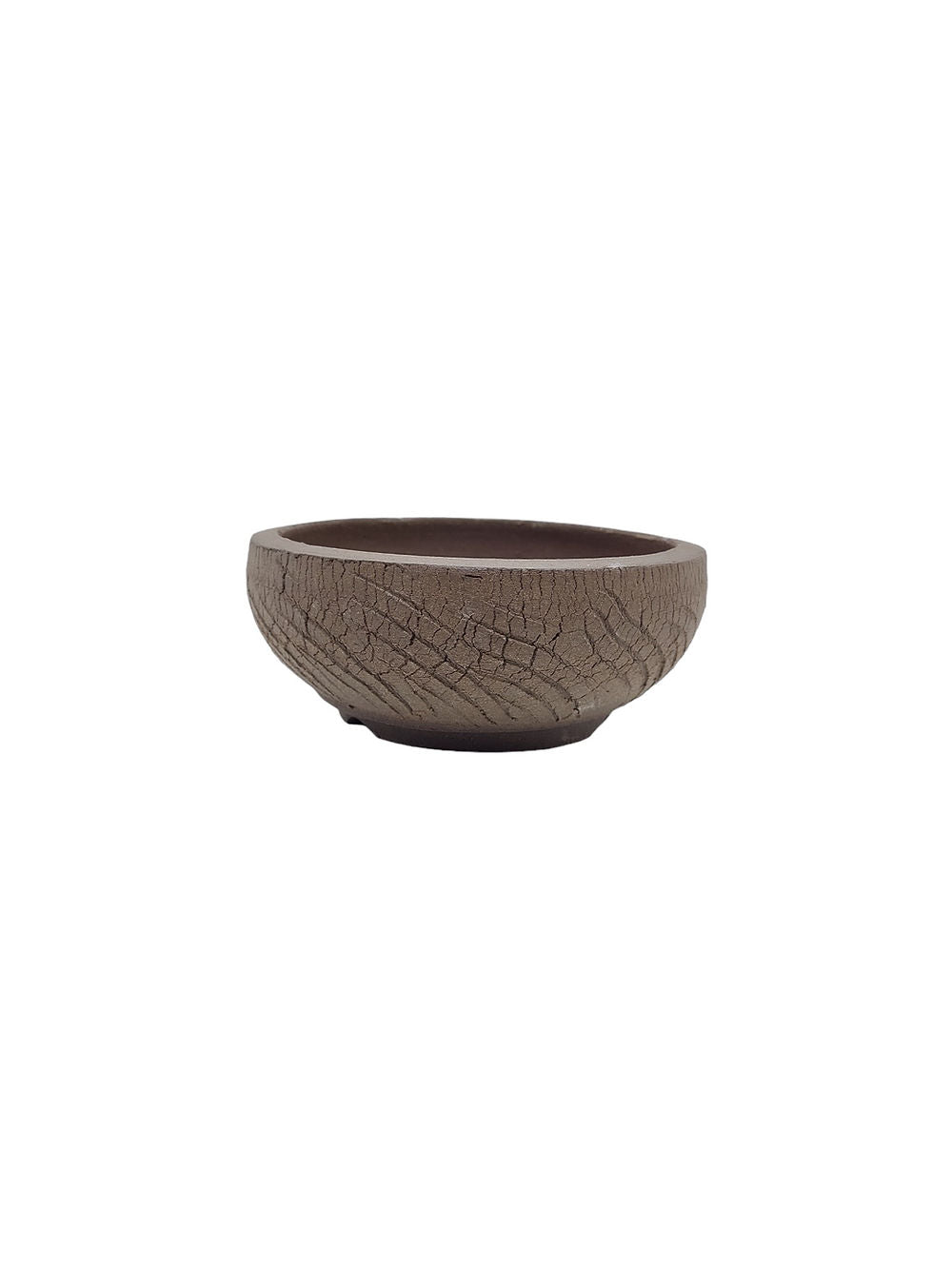 Céramique artisanale ronde 15x6cm en grès non gélif, pièce unique JF Bonsaï Édition