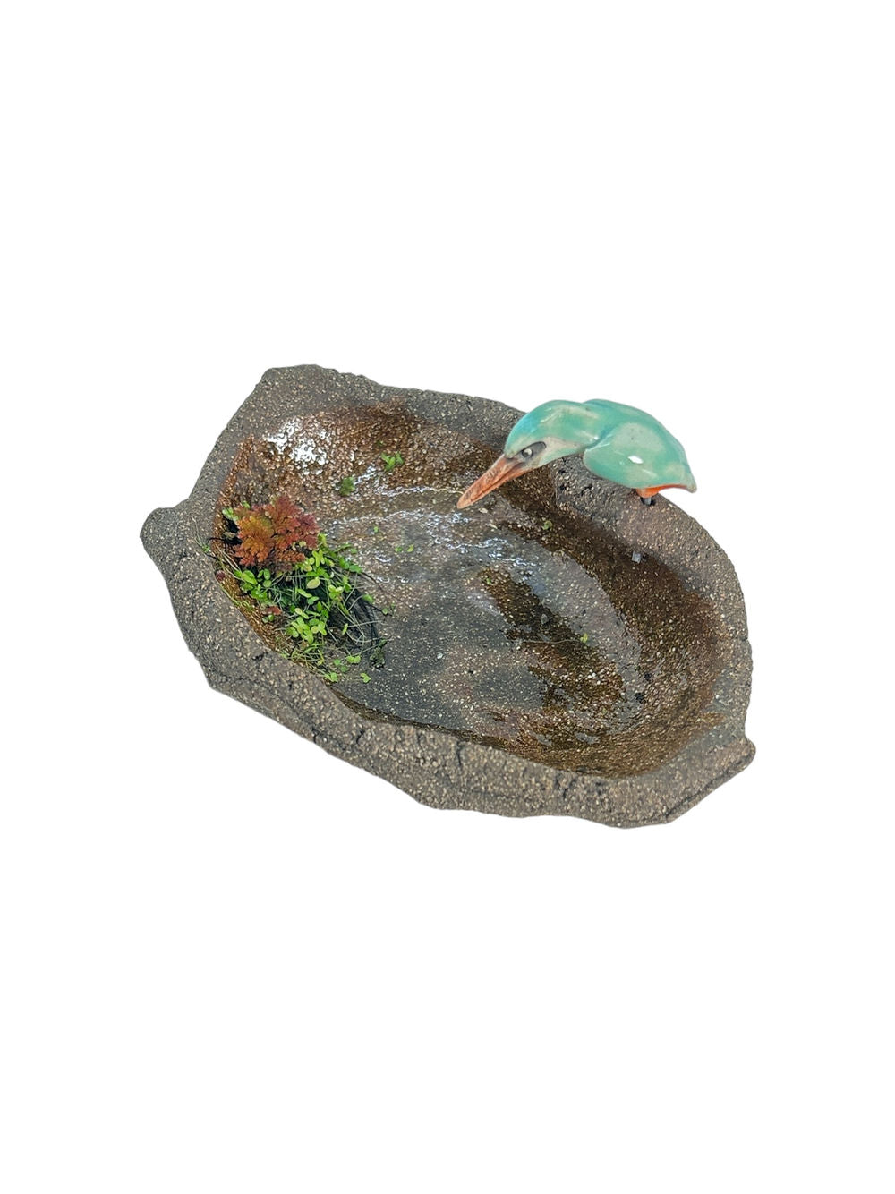 Figurine d’oiseau sur bassin, modèle bleu turquoise 9,5x5cm ou noir 9,5x6,5cm