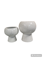 Cache-pot vase visage blanc en tailles M et L, design moderne et décoratif