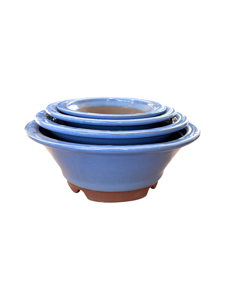 Pot rond profond émaillé japonais - Bleu lavande