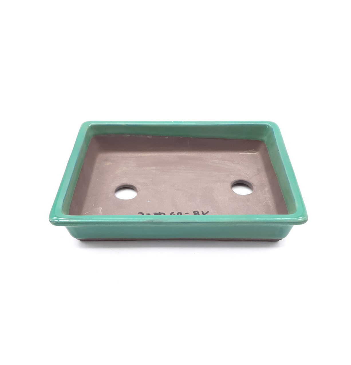 Pot rectangulaire pour bonsaï émaillé - Vert