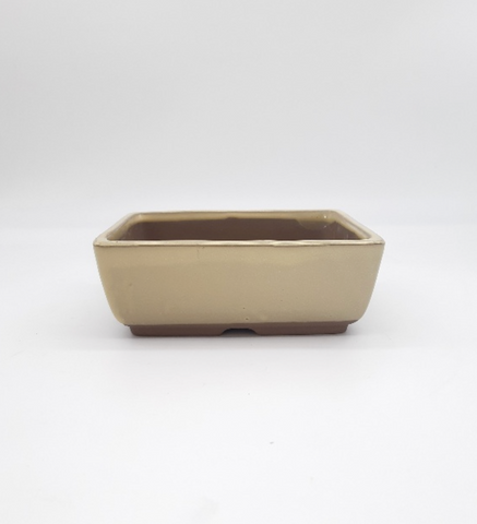 Pot rectangulaire émaillé beige