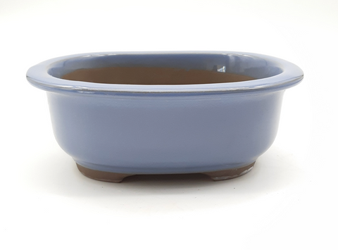 Pot ovale pour bonsaï émaillé - Bleu lavande