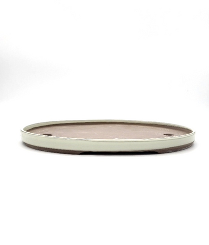 Pot ovale plat pour forêt de bonsaï émaillé - Beige