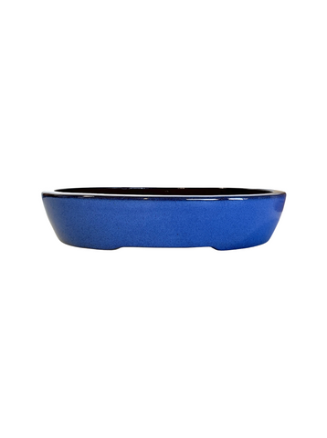 Pot ovale émaillé bleu de Chine