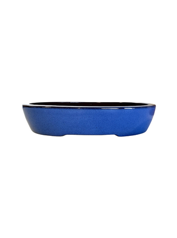Pot ovale émaillé bleu de Chine