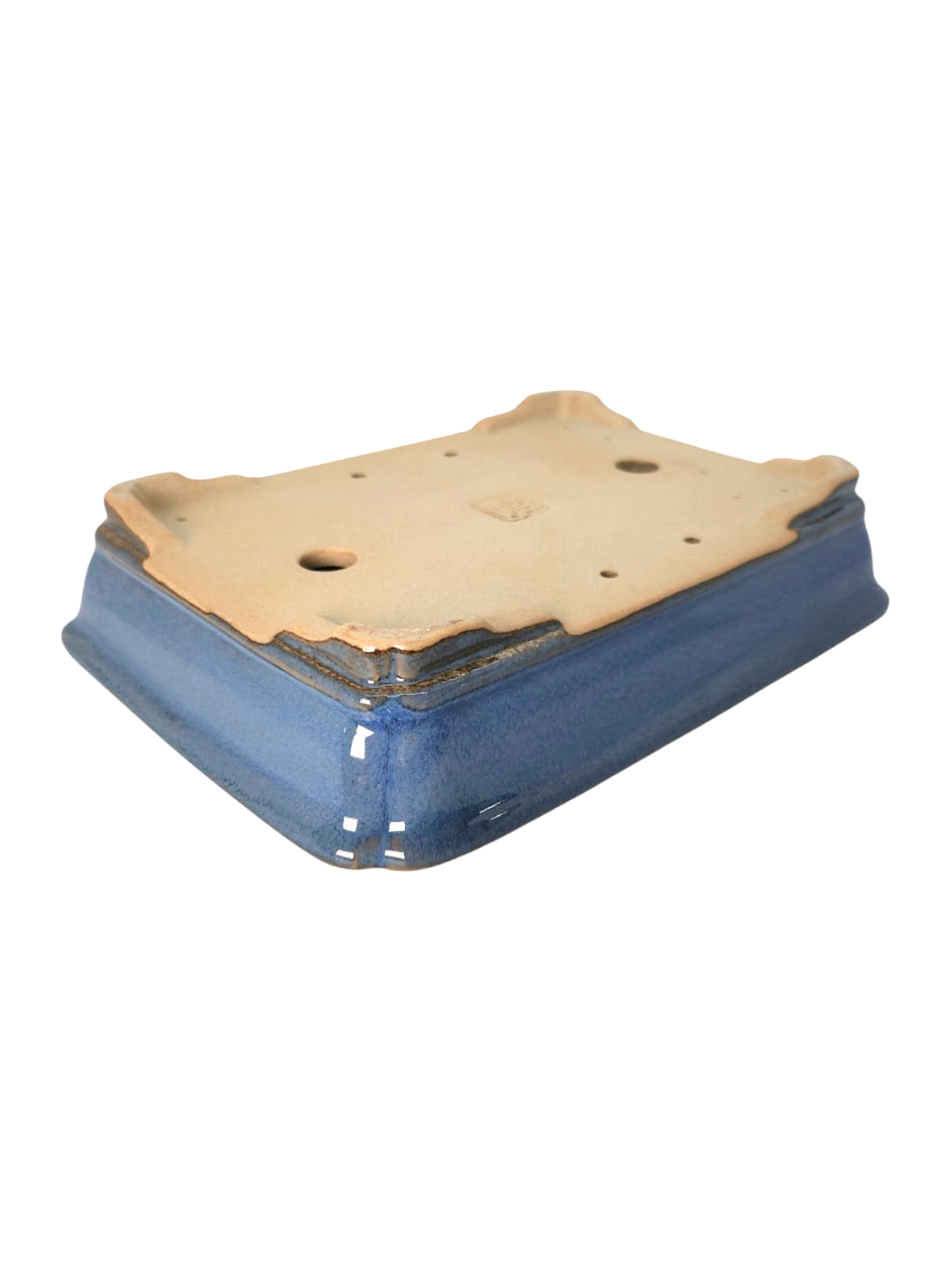 Pot à bonsaï émaillé bleu