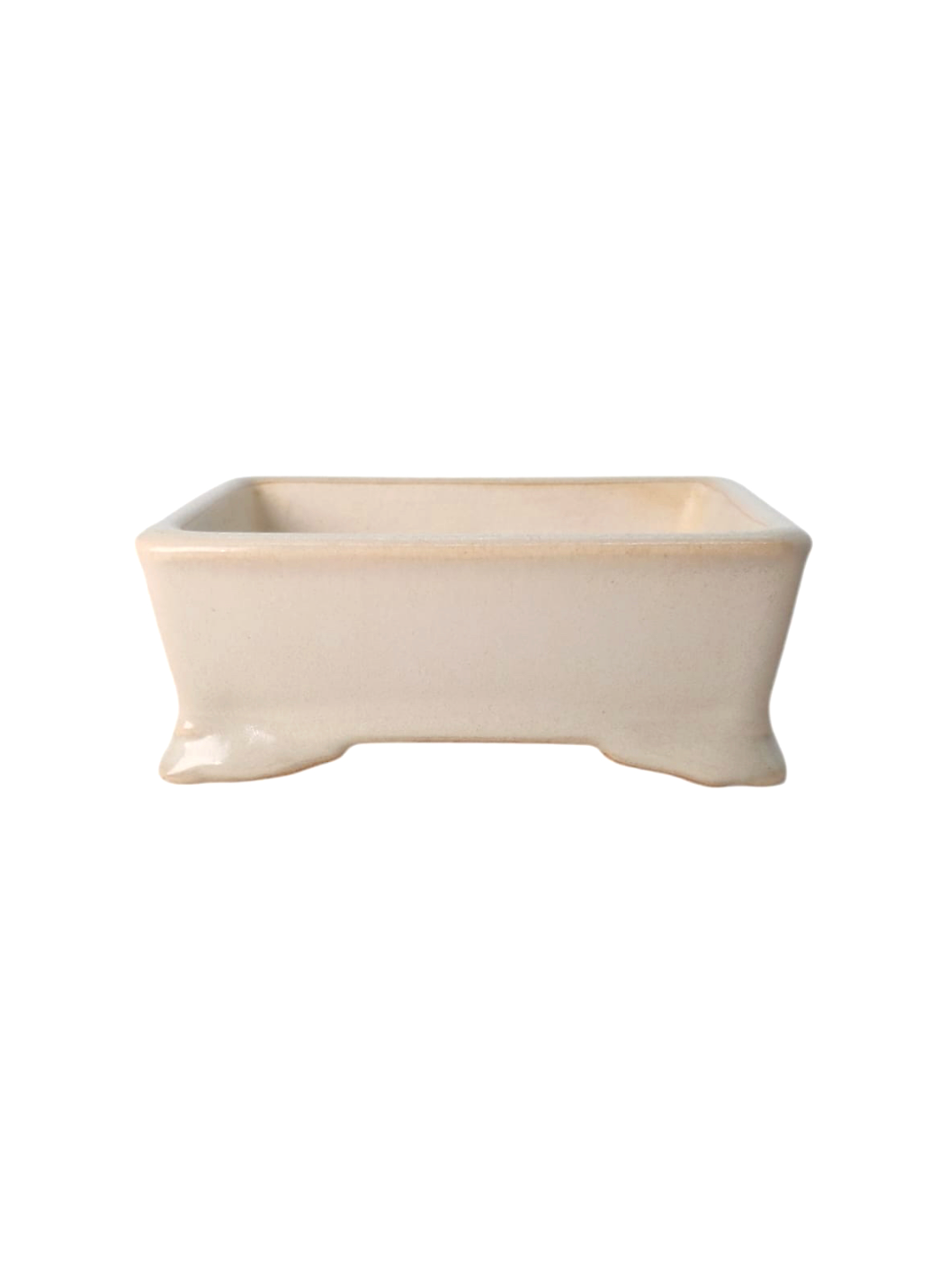 Pot rectangle à bonsaï émaillé beige