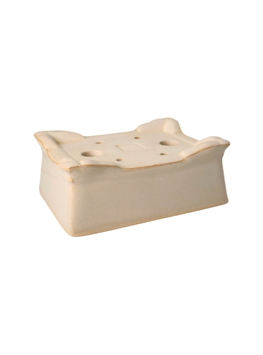 Pot rectangle à bonsaï émaillé beige
