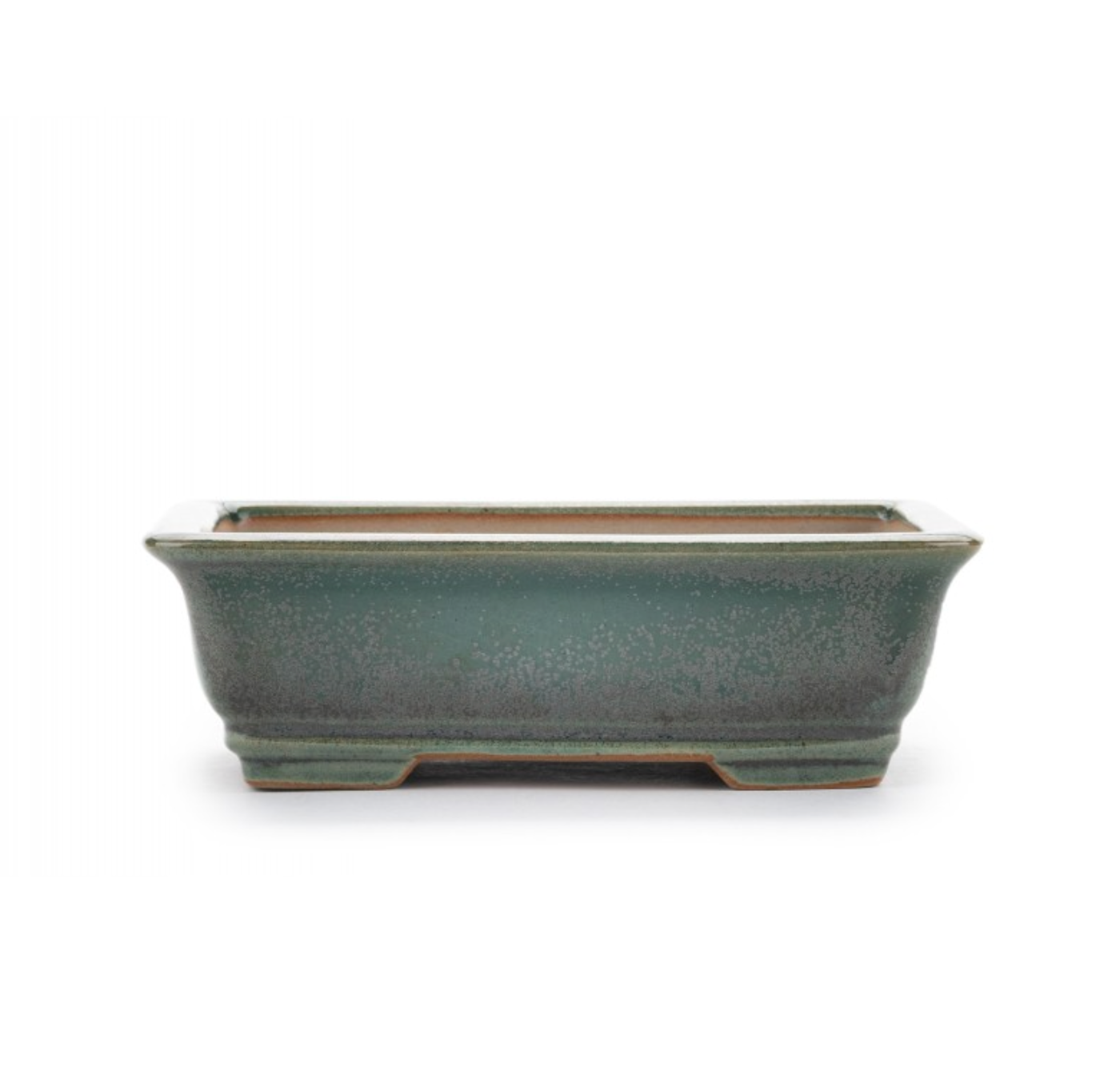 Pot rectangulaire pour bonsaï émaillé - Vert