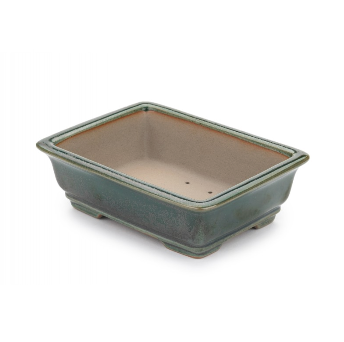 Pot rectangulaire pour bonsaï émaillé - Vert