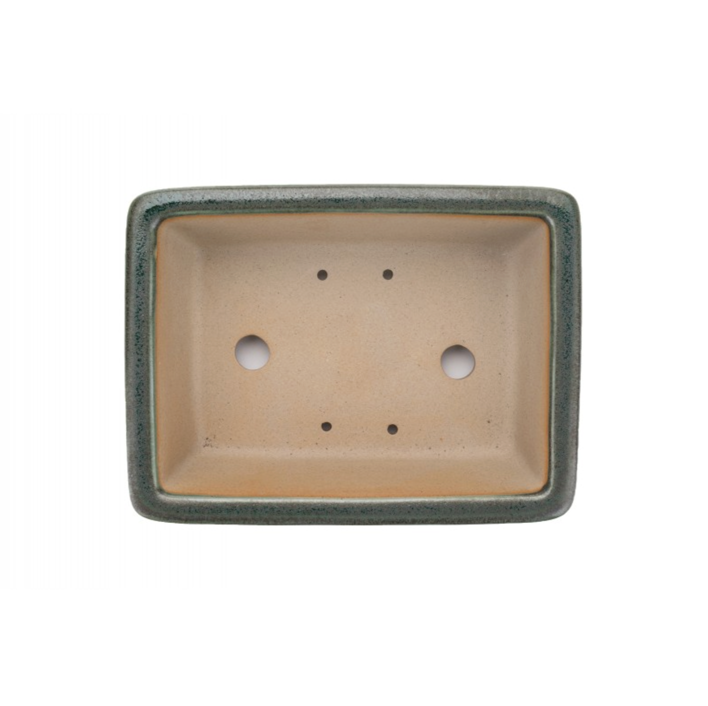Pot rectangulaire pour bonsaï émaillé - Vert