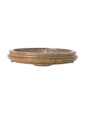 Pot ovale plat - émaillé marron